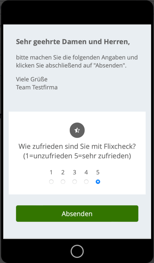 Bewertungsanfrage