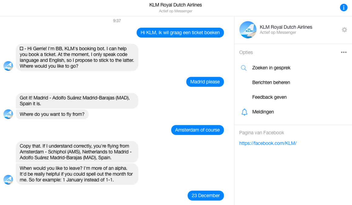 Chatbots im Kundenservice KLM
