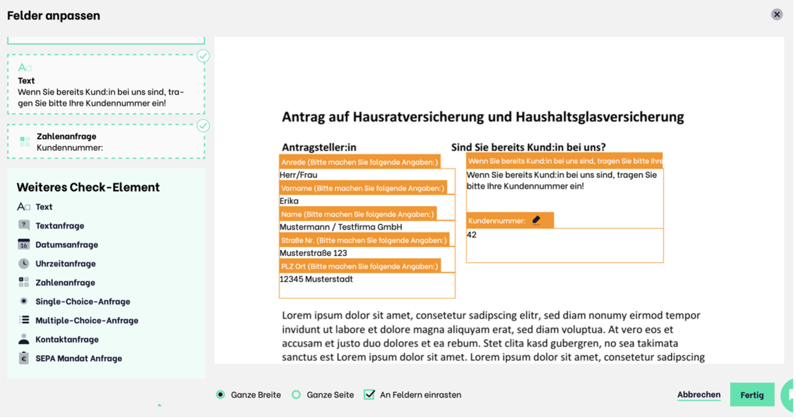 Ausfüllbare PDF-Dokumente erstellen mit Flixcheck Felder anpassen