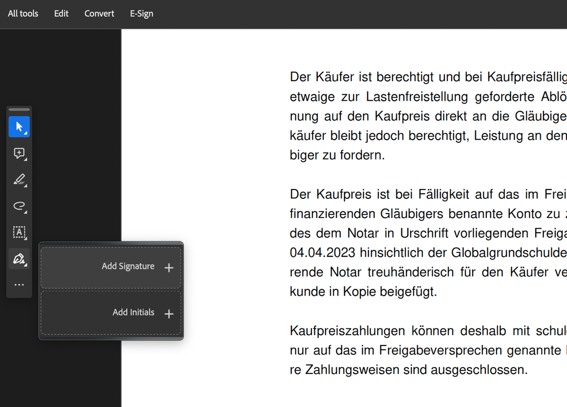 Unterschrift in Pages direkt einfügen