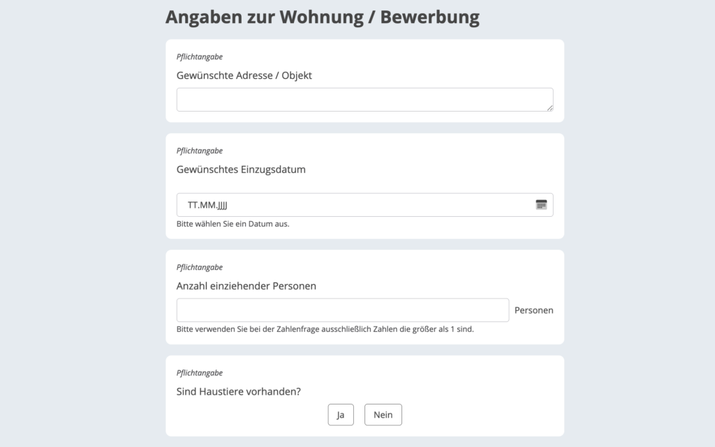 Check fuer eine Mieterselbstauskunft